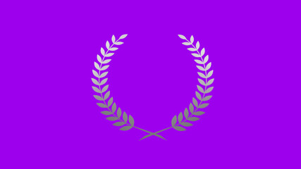 Obraz premium Gray gradient wreath logo icon on purple background, wheat icon