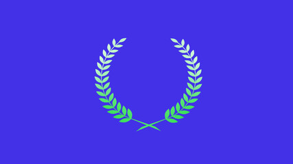 Amazing green gradient wreath icon on blue background