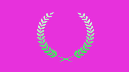 Best green and white gradient wreath icon on pink background, Wreath logo icon