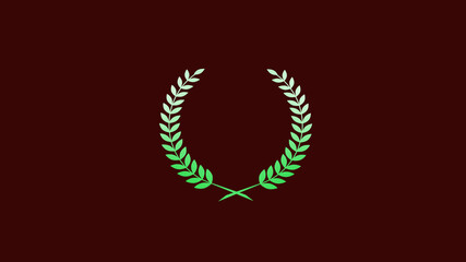 Best green and white gradient wheat icon on red dark background, New wreath logo icon