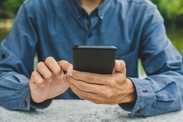 Close up man using mobile smart phone ,business, people, cellphone, touchscreen, touchphone, cell, businessman, smartphone, phone, telephone, lifestyle, technology, device