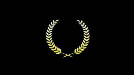 Obraz premium Amazing white and yellow gradient wreath icon on black background, New wheat icon