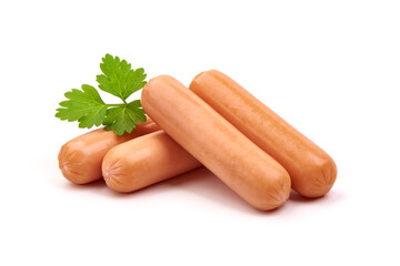 Boiled sausages, isolated on white background