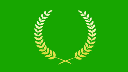New white and yellow gradient wheat icon on green background, wreath logo icon