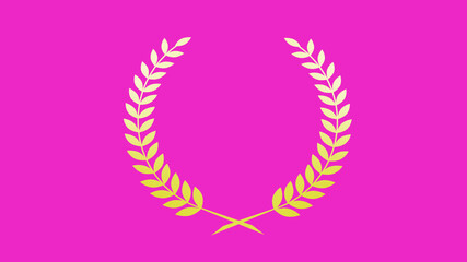 Obraz premium New white and yellow gradient wreath icon on pink background, Wheat icon