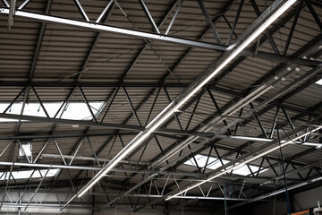 LED lighting - new solutions in the technique of lighting industrial halls - large warehouse