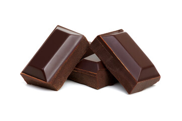 Dark chocolate bars stack isolated on white