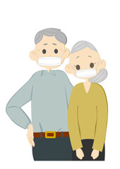 マスクをした老夫婦
