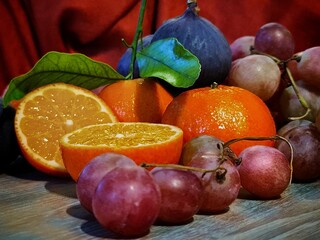 Clémentines, raisins et figues