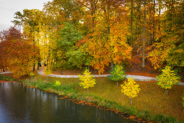 Beautiful autumn in the park of Gdansk Orunia. Poland