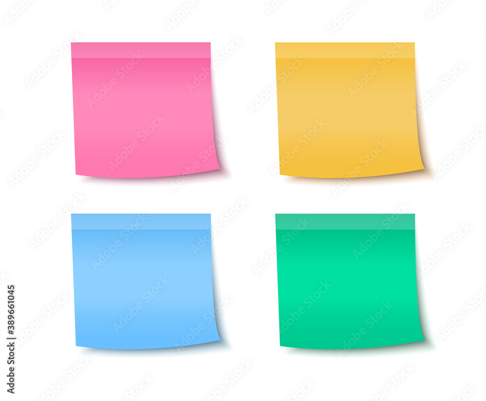 Poster paper sticky notes. note stickers. sheets of note. notes for the message. vector illustration.