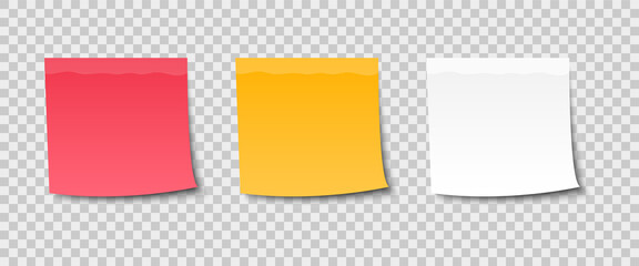 Paper sticky notes. Note stickers. Sheets of note. Notes for the message. Vector illustration.