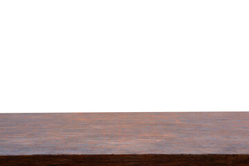 empty wooden table top isolated on white background, used for display or montage your products
