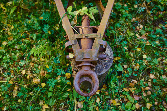 Old and rusty tractor trailer hitch