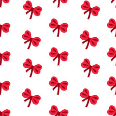 Merry Christmas  seamless pattern. Xmas wrapping paper, postcard. Vector illustration of Santa, candy cane, bow, text