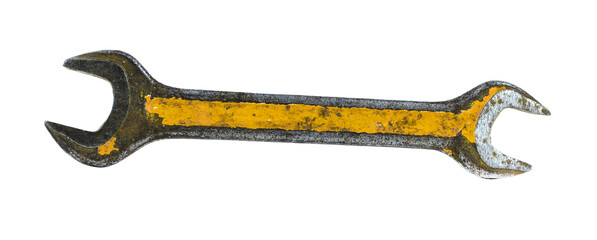 Vintage spanner isolated on white background