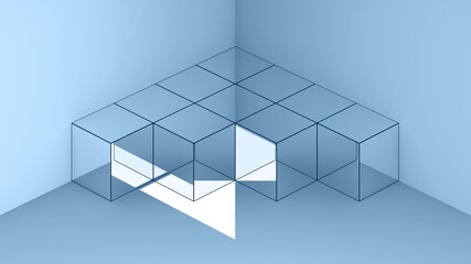 3d geometric mirror cubes installation
