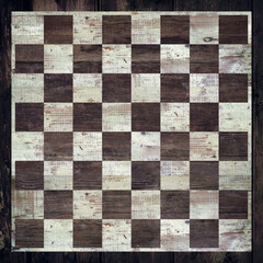 Grunge wooden chess board background