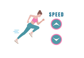 Symbol Speed the treadmill gradient. arrow press to speed up.to help you lose some kilos as well as perform essential cardio exercises. Fitness and health concepts. illustration in cartoon style.