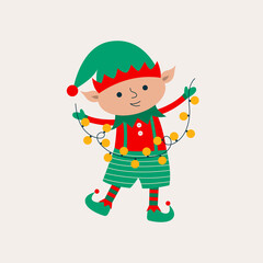 Christmas elf with lantern