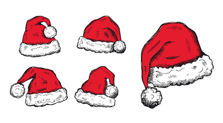 Santa Hat Hand drawn illustration	
