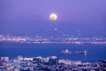 San Francisco Bay Area with Full Moon on Halloween