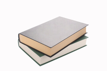 two books piled and isolated on white background with clipping path and copy space for your text