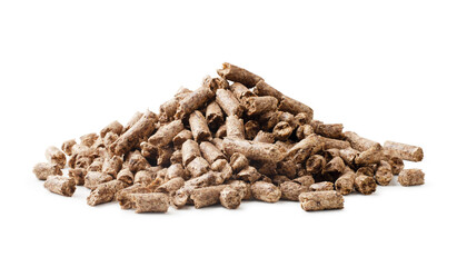 Close up on a pile of compressed wood pellets