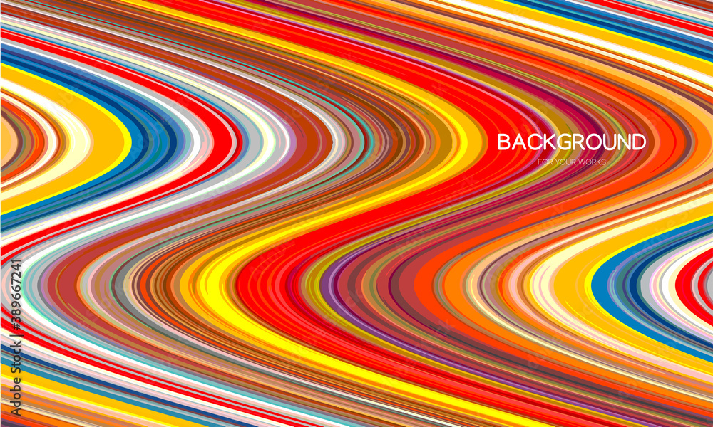 Poster abstract background with multicolored curve stripes.