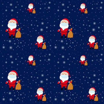 Christmas 2020 background. Santa Claus in face mask. Vector illustration.