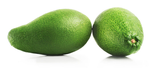 Fresh avocado isolated on a white background. Side view