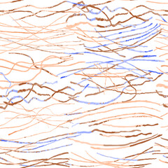 Fototapeta premium Vector modern seamless background with colorful hand drawn abstract lines, doodles. Use it for wallpaper, textile print, pattern fills, web, surface texture, wrapping paper, design of presentation
