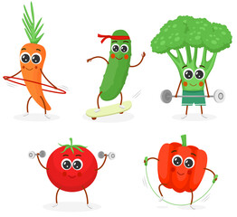 Cartoon sports characters vegetables