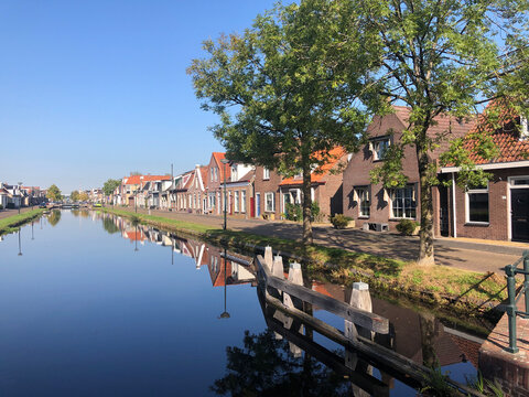 Houses next to the canal in Gorredijk