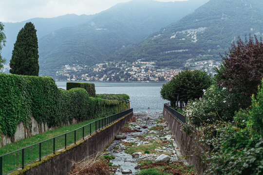 Landscape lake Como Cloud-like morning promenade