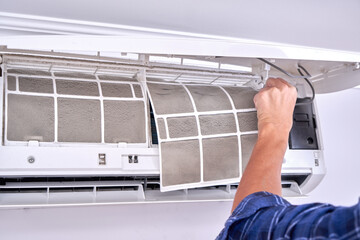 The concept of replacing and cleaning dirty filters for a home air conditioner
