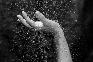 Fototapeta na wymiar human hands with droplets 