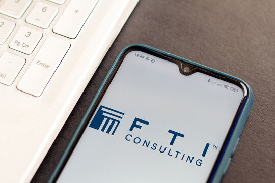 November 2, 2020, Brazil. In this photo illustration the FTI Consulting logo seen displayed on a smartphone.