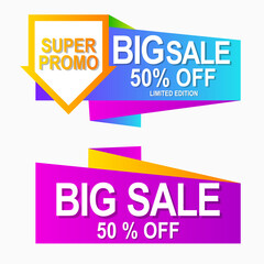 set of colorful sale labels and tag for promotion and advertisement