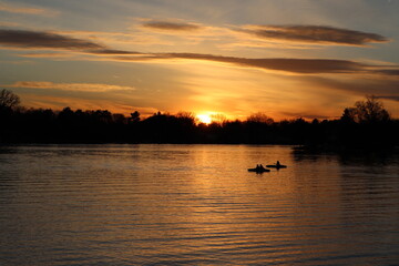 Canoes at Sunset