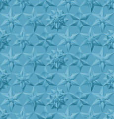 Geometric polygonal snowflakes stars seamless holiday pattern