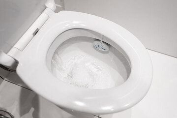 White ceramic toilet in the bathroom. Clean toilet