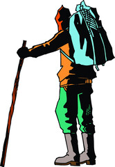 Illustration of hiker