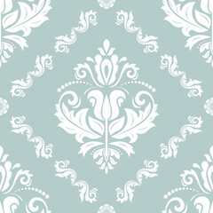 Orient classic pattern. Seamless abstract background with vintage elements. Orient light blue and white background. Ornament for wallpaper and packaging