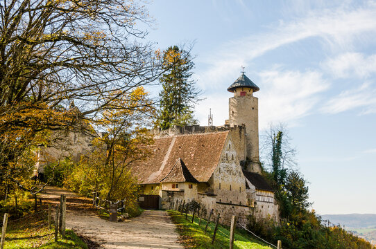 Arlesheim, Schloss Birseck, Ermitage, Dornach, Birseck, Landwirtschaft, Wald, Spazierweg, Wanderweg, Baselland, Herbst, Schweiz	