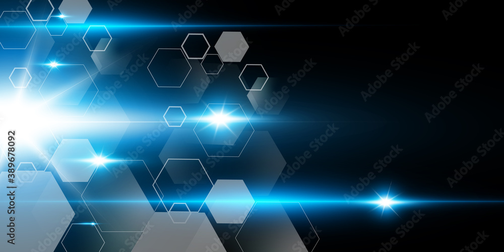 Poster beautiful technology wave background with blue light digital effect abstract concept.