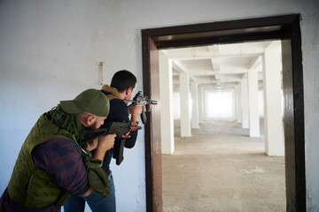 military troops in action urban environment