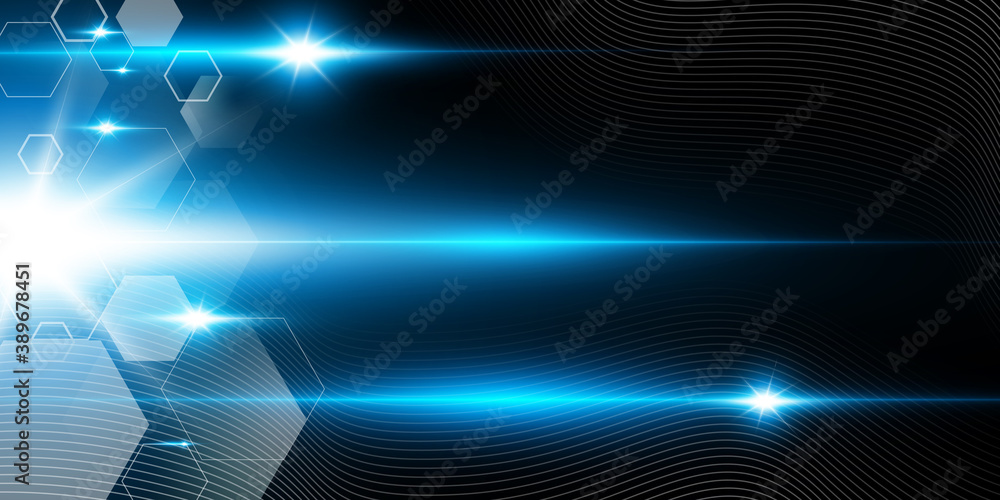 Poster beautiful technology wave background with blue light digital effect abstract concept.