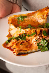baked salmon in sauce and herbs
