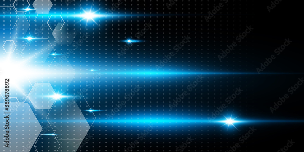Poster beautiful technology wave background with blue light digital effect abstract concept.